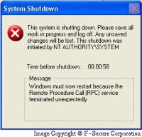Usługa RPC w Windows XP resetuje komputer przy połączeniu modemowym - przyczyny?