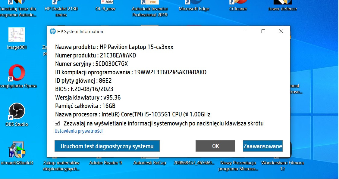 HP PC hardware diagnostics Windows brak aktualizacji oraz okno ciągle