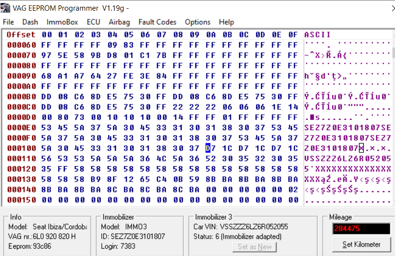 SEATA 6L 1.4 16V BBZ Odczyt PIN CODE IMMO z licznika 6L