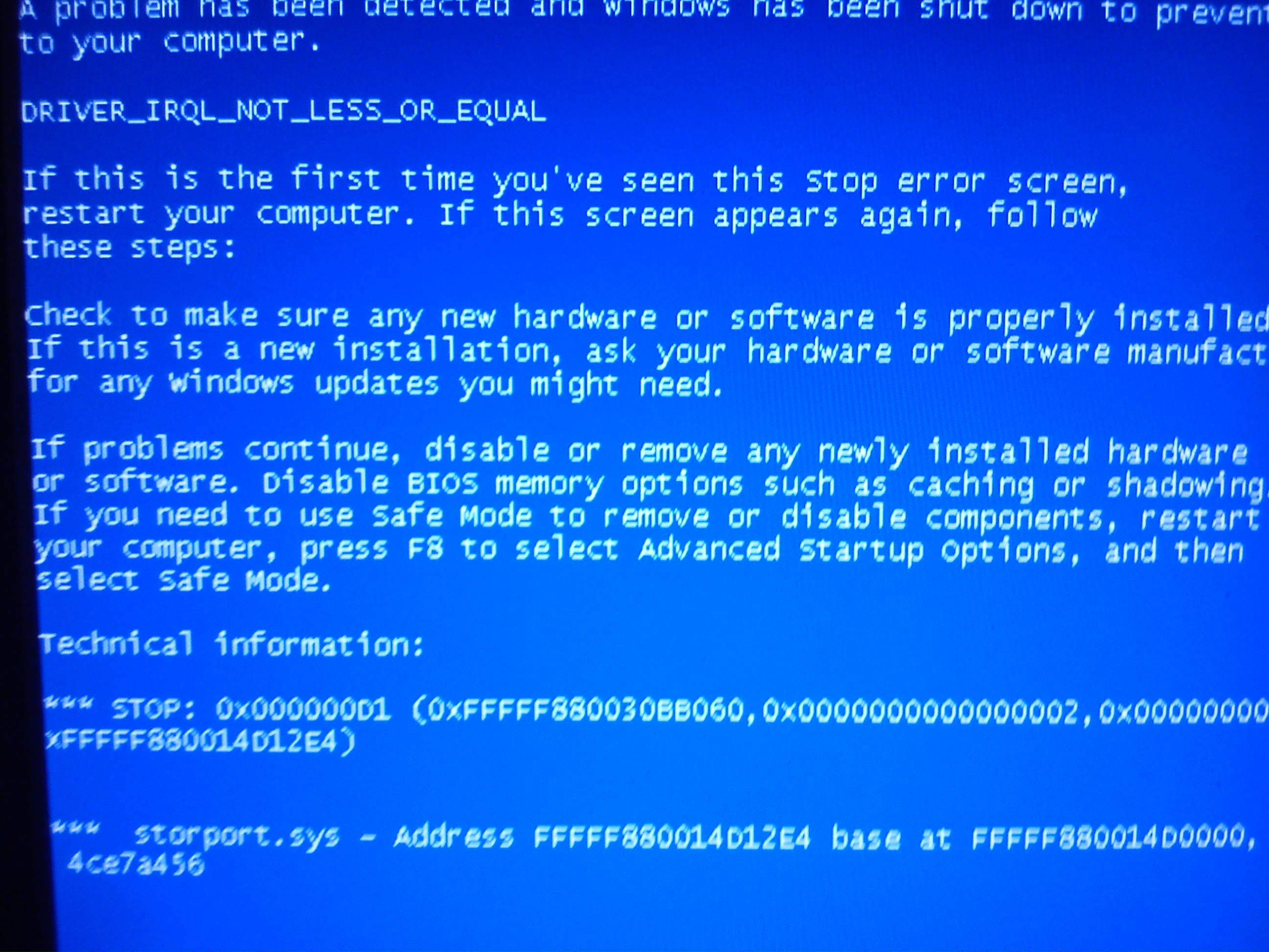 Blue screen of death Windows 7 elektroda.pl