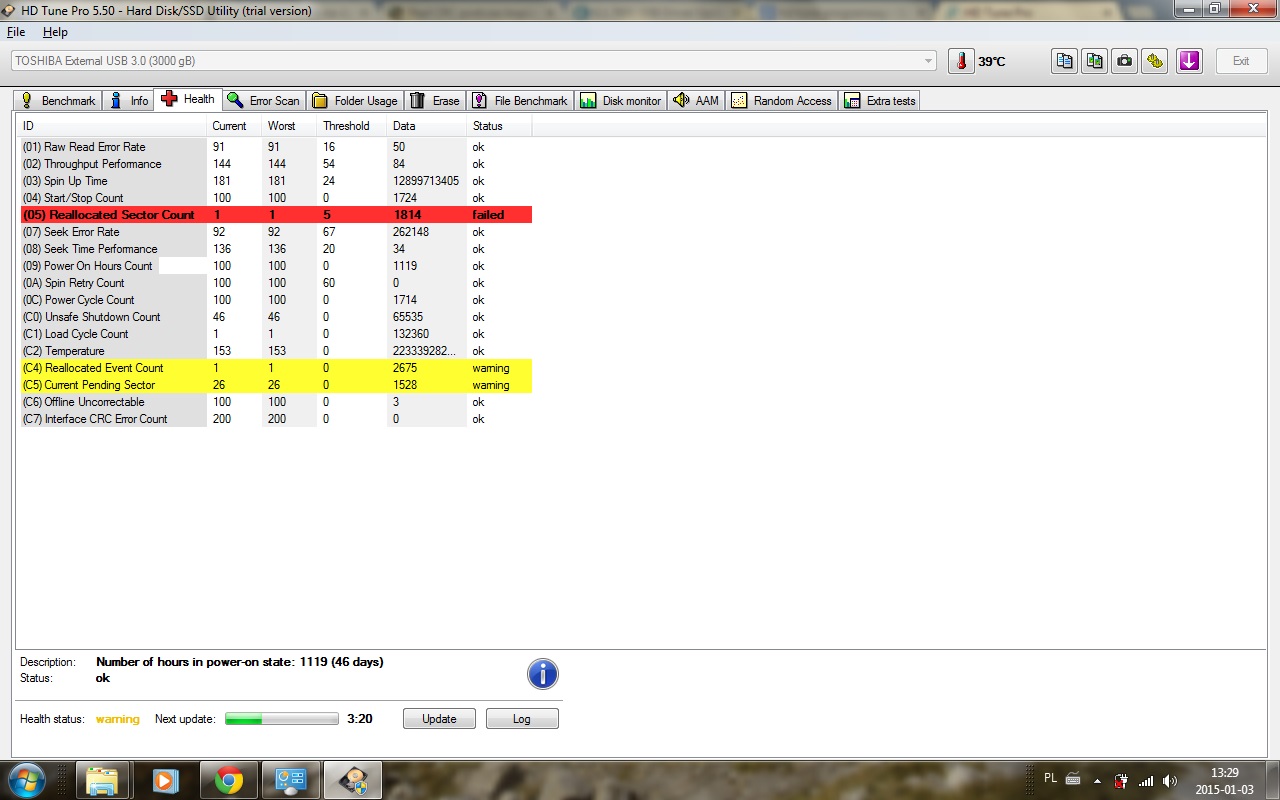Toshiba External USB 3.0 3TB podczas kopiowania dysk zawiesza się.