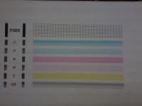 Canon IP100 - jak zidentyfikować niedziałający kolor na wydruku testowym?