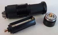Latarka 1 dioda LED z 3xAAA - Zamiana na UV 395-405nm + zasilanie akumulatorkiem 18650