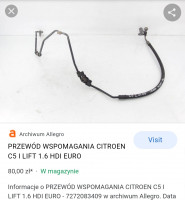 Citroen c5 2005r 1/6 HDi - Nieszczelność przewodu ciśnieniowego, hydraulicznego