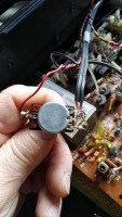 Interior of an old Polish radio receiver UNITRA Sniezka R-207
