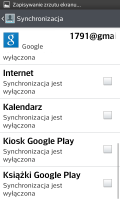 LG L7 usuwanie konta i synchronizacja z pakietu danych