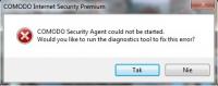 Comodo Internet Security Premium: Security Agent Not Starting & Diagnostic Tool Error