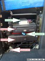 BMW X5 E53 - Funkcje urządzenia nad modułem GPS i przewodu z niebieską końcówką