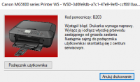 Canon MG5650 Printer Error B203: Ink Container Replacement & Head Movement Issue