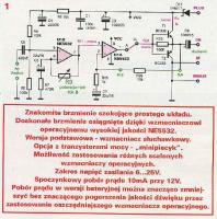 Schemat wzmacniacza słuchawkowego do gitary z zasilaniem 9V