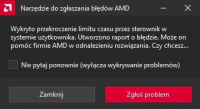 Oprogramowanie AMD wykryło przekroczenie limitu czasu Rx 570