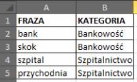 VBA, makro, Excel - Jak przypisać kategorie do komórek na podstawie słownika?