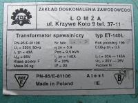 Schemat spawarki ET 140Ł ZDZ Łomża - problemy z zapaleniem łuku