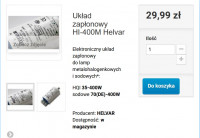 Podłączanie lampy metahalogenkowej z gwintem E-27 - wymóg zapłonnika i statecznika