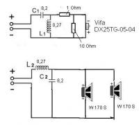 Zwrotnica tymczasowa do 2x Visaton 170 S + Vifa DX25