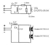 Zwrotnica tymczasowa do 2x Visaton 170 S + Vifa DX25