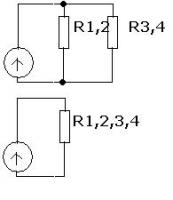 How to Calculate Circuit Current with U=3V and Four Equal Resistors R1=R2=R3=R4=R?