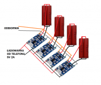 One charger for several TP4056 and parallel connection at the input and output