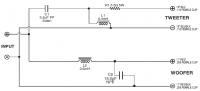 Schemat zwrotnicy - rezystor szeregowo z tweeterem