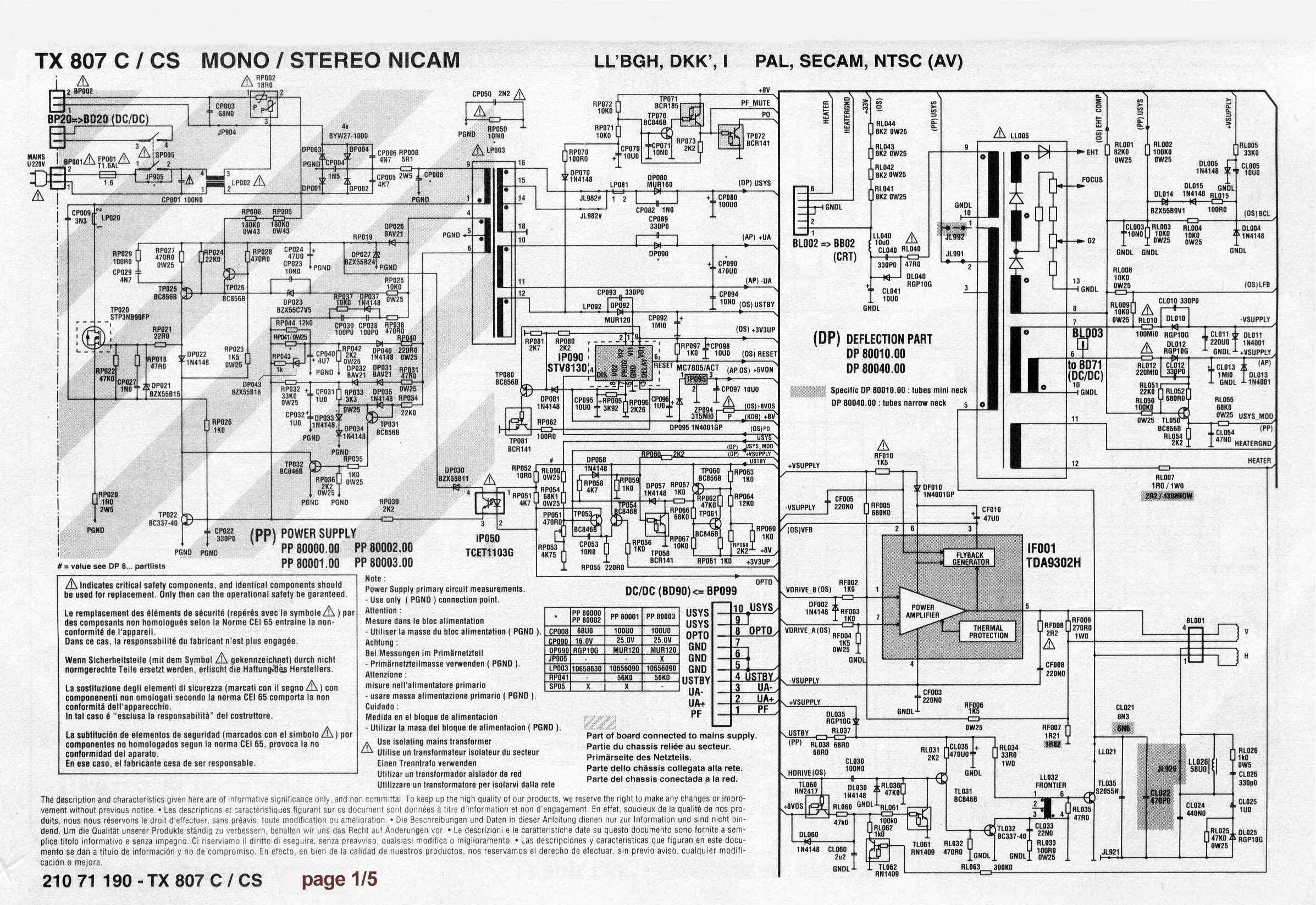 Thomson tx807c/cs 180v na lini - elektroda.pl