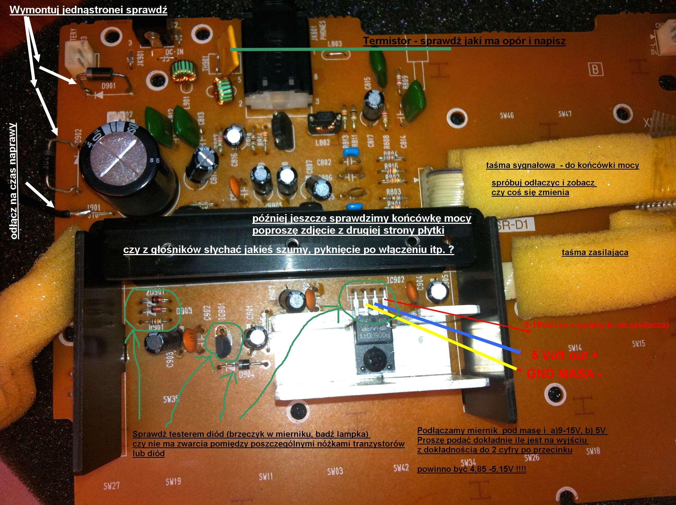 Yamaha D1 DJX - uszkodzona, nie włącza się, service manual DJX II